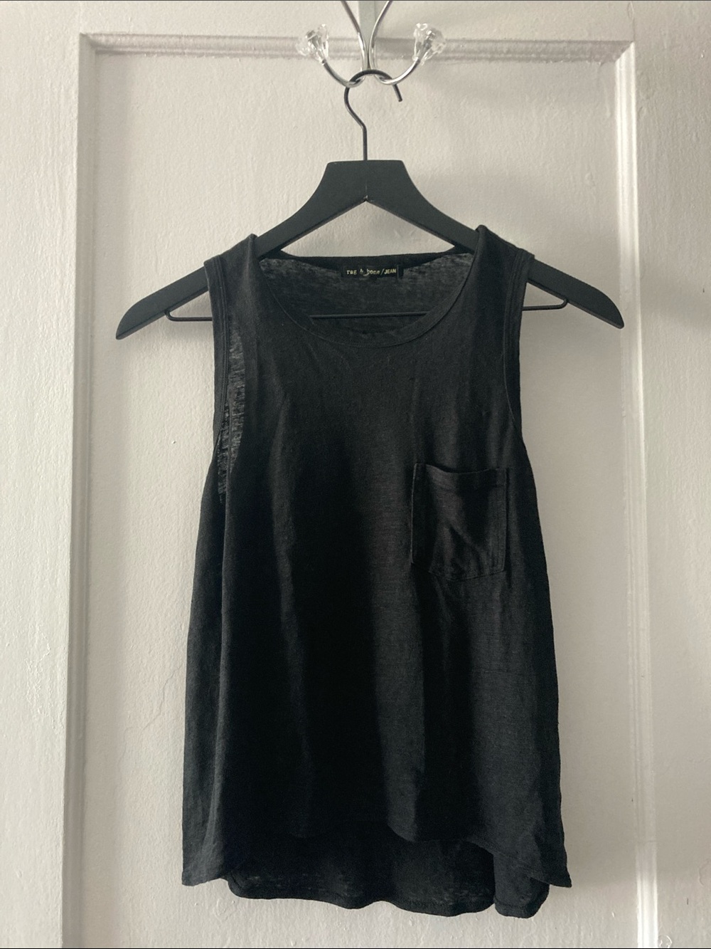 Rag & Bone Black Scoop-Neck Pocket Tank
